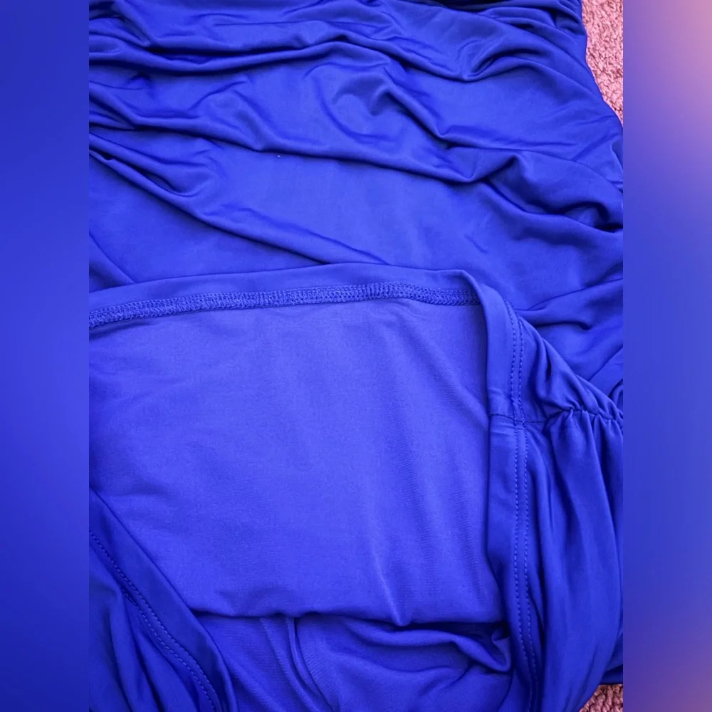 Blue homecoming dress. Short ruched deep blue dress size small Lucy in the Sky - Picture 8 of 10